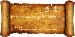 Breitenbach Kálmán névjegykártya